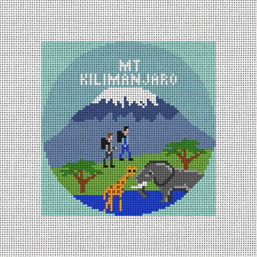 Mt. Kilimonjoro Travel Round Canvas - KC Needlepoint
