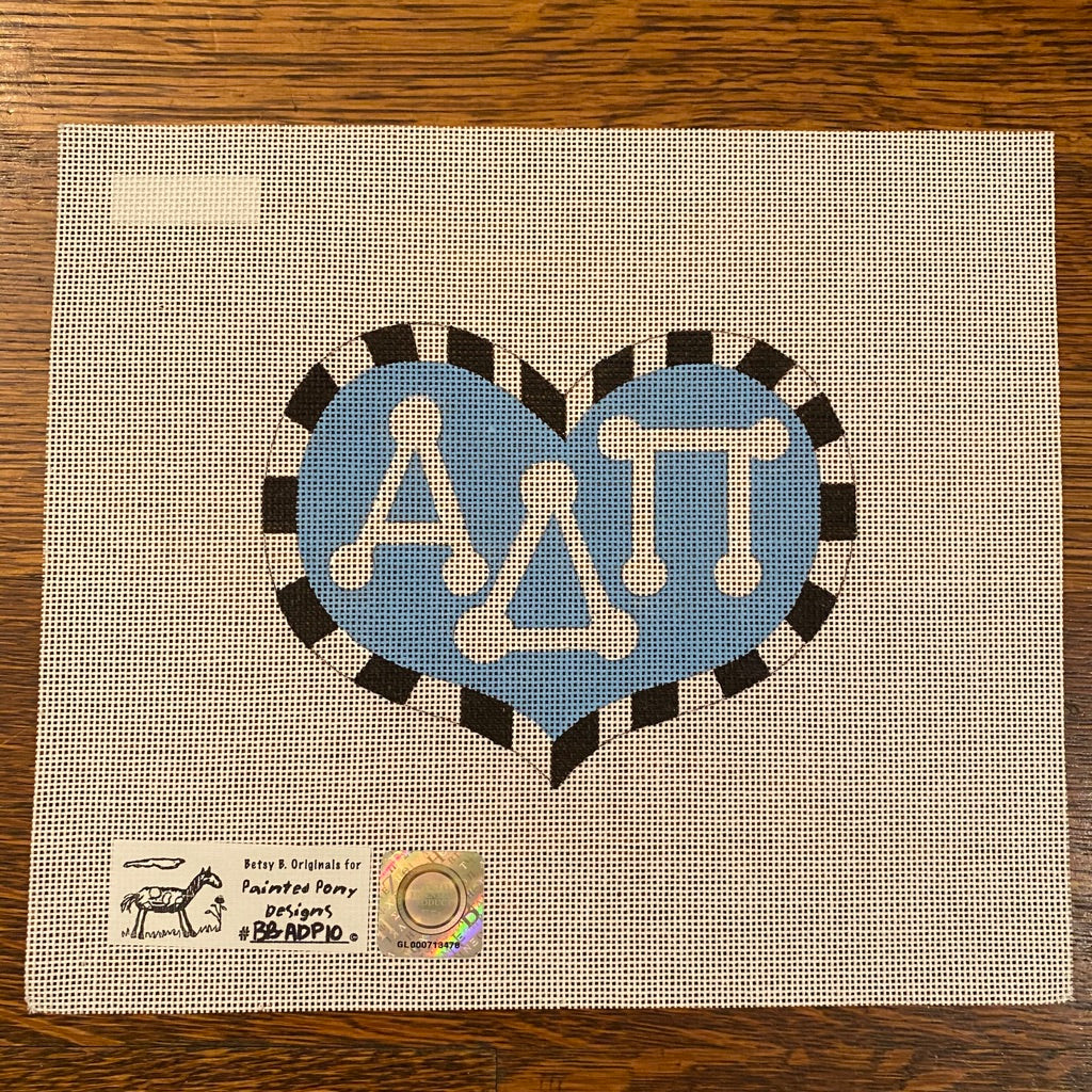 Alpha Delta Pi Large Heart Canvas - needlepoint