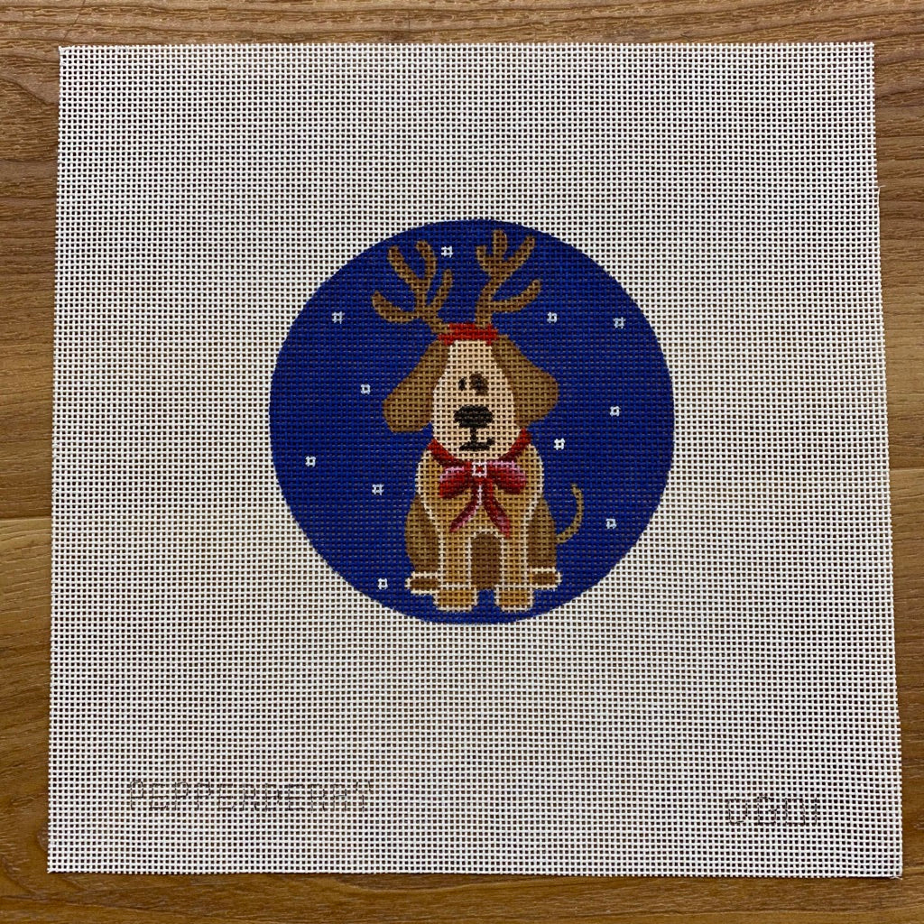 Reindeer Pup Ornament Canvas - KC Needlepoint
