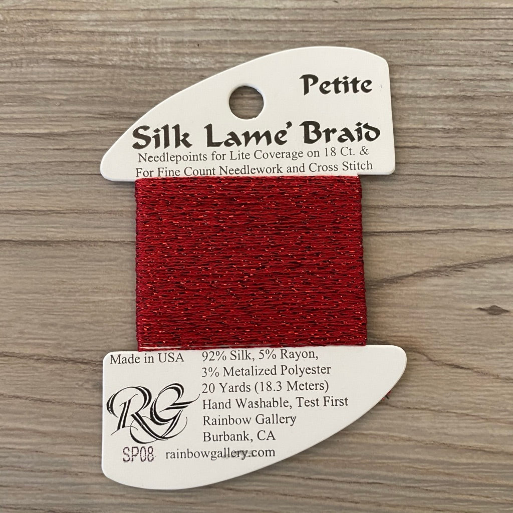 Petite Silk Lamé Braid SP08 Red - KC Needlepoint