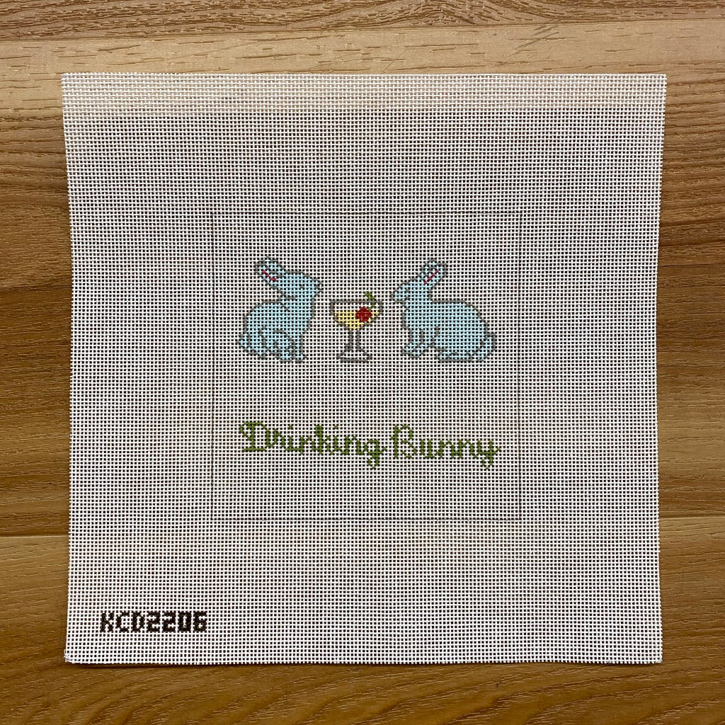 Drinking Bunny Canvas - KC Needlepoint