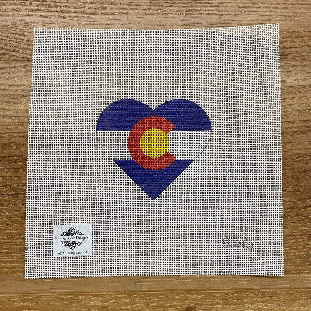 Colorado Flag Heart Canvas - needlepoint