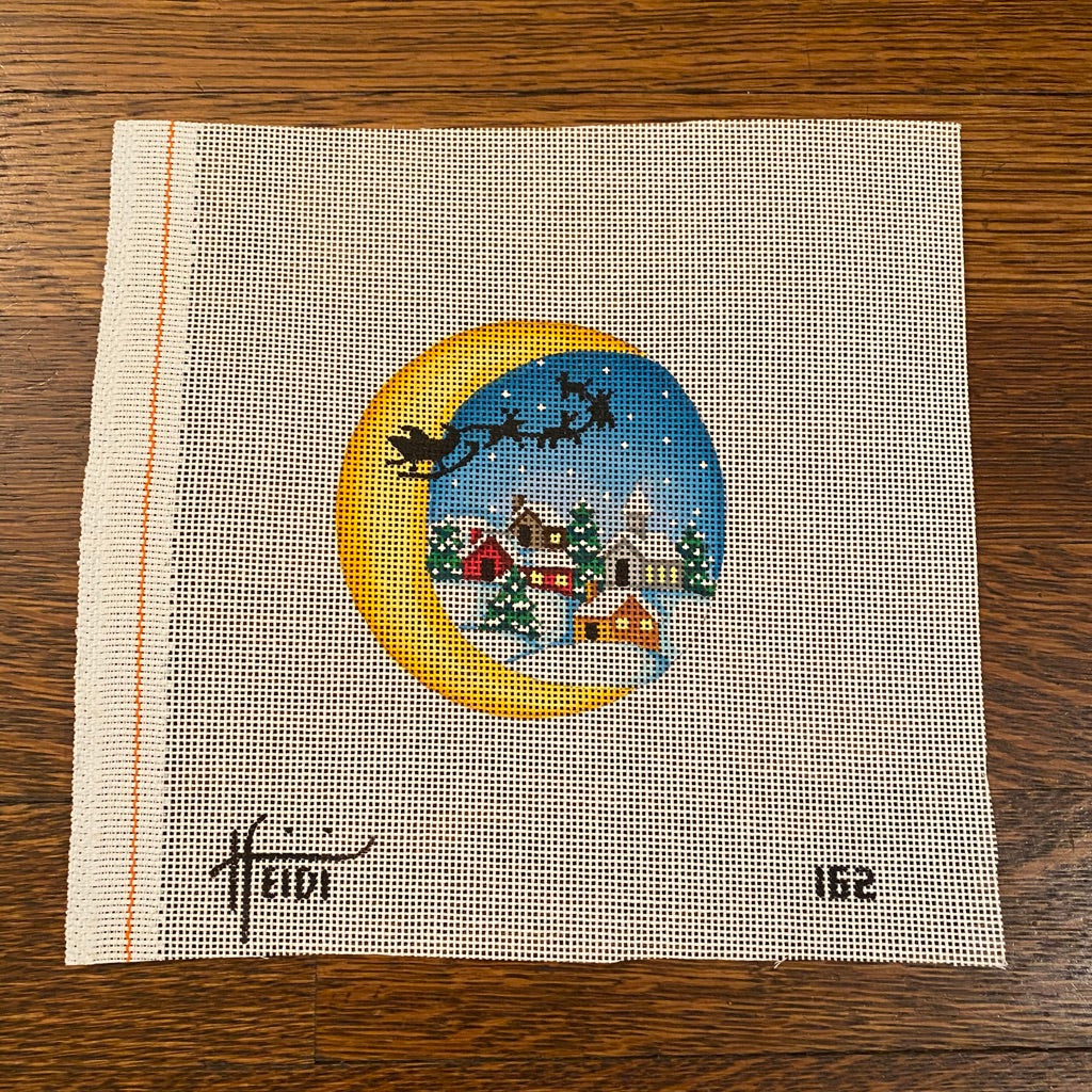 Moon Sleigh Ride over Town Canvas - needlepoint