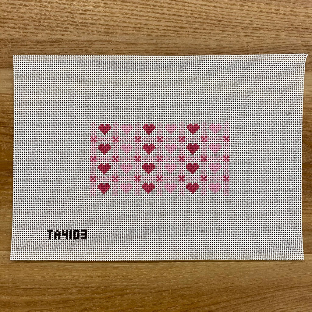 Hearts Gingham Canvas - needlepoint
