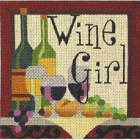 Wine Girl Canvas - KC Needlepoint