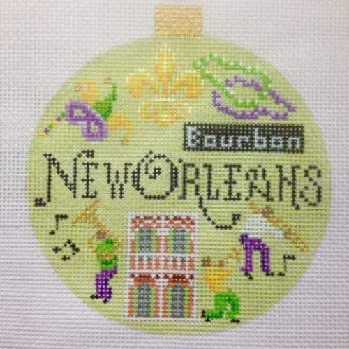 New Orleans Travel Round Needlepoint Canvas - KC Needlepoint