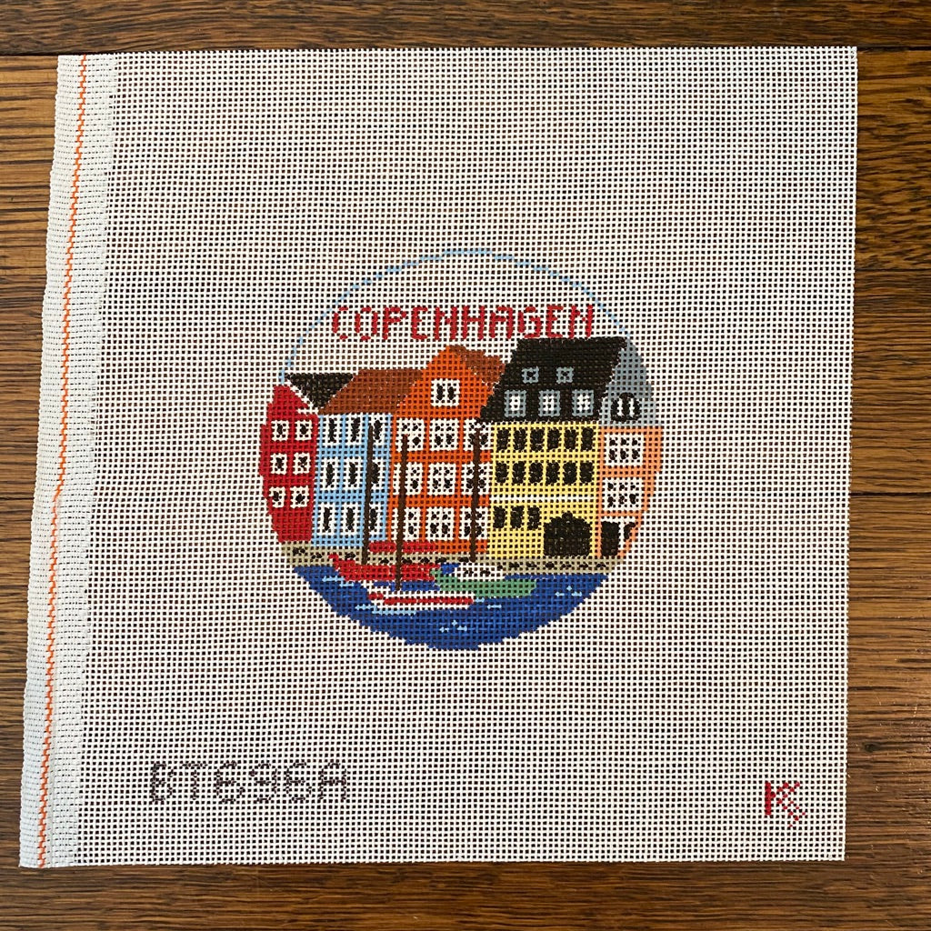 Copenhagen Travel Round Canvas - KC Needlepoint