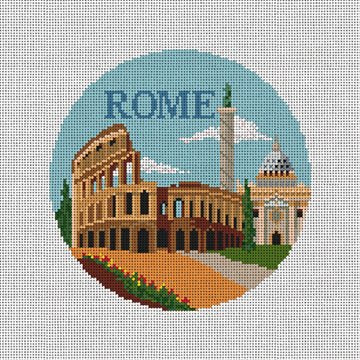 Rome Travel Round Canvas - KC Needlepoint
