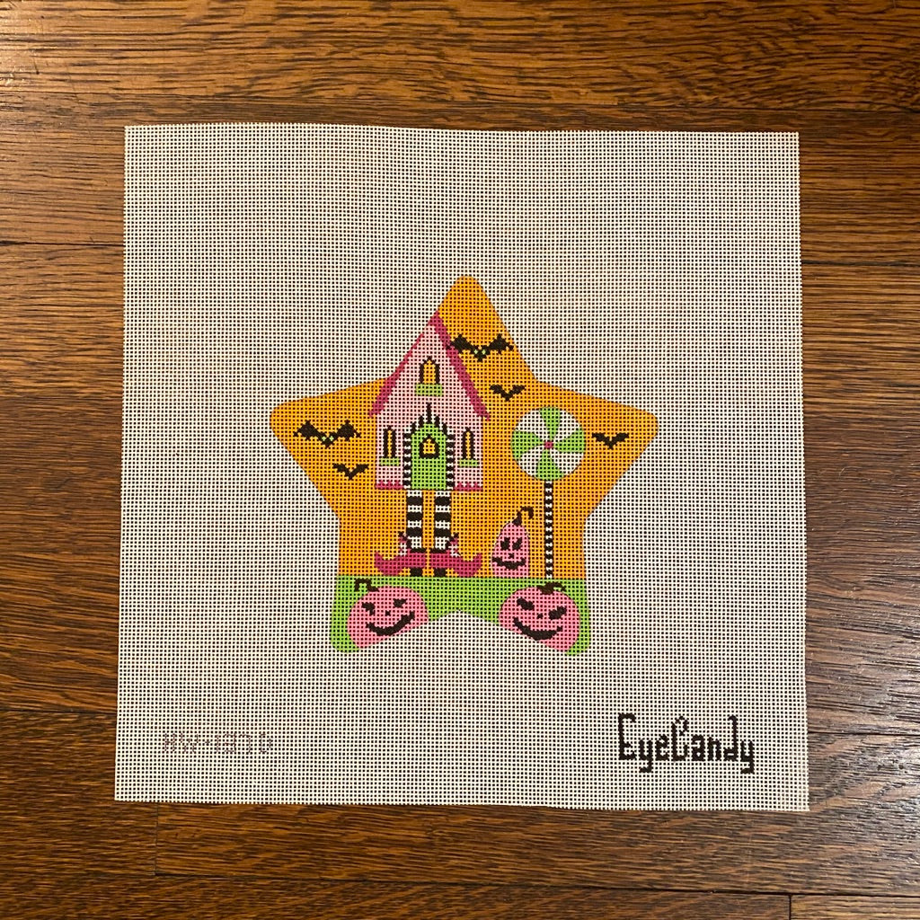 Witch House Spooky Star Canvas - KC Needlepoint