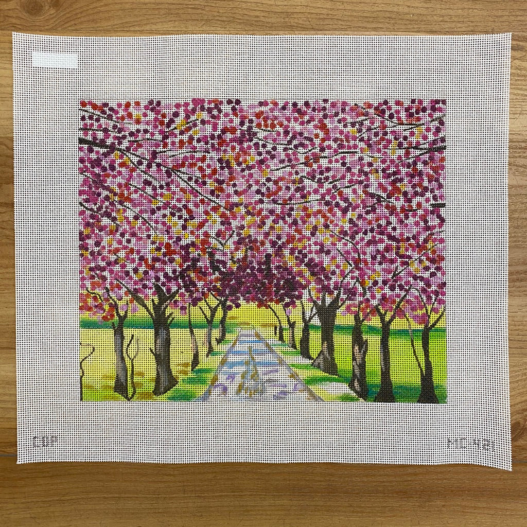 Blooming Tree Alley Canvas - KC Needlepoint