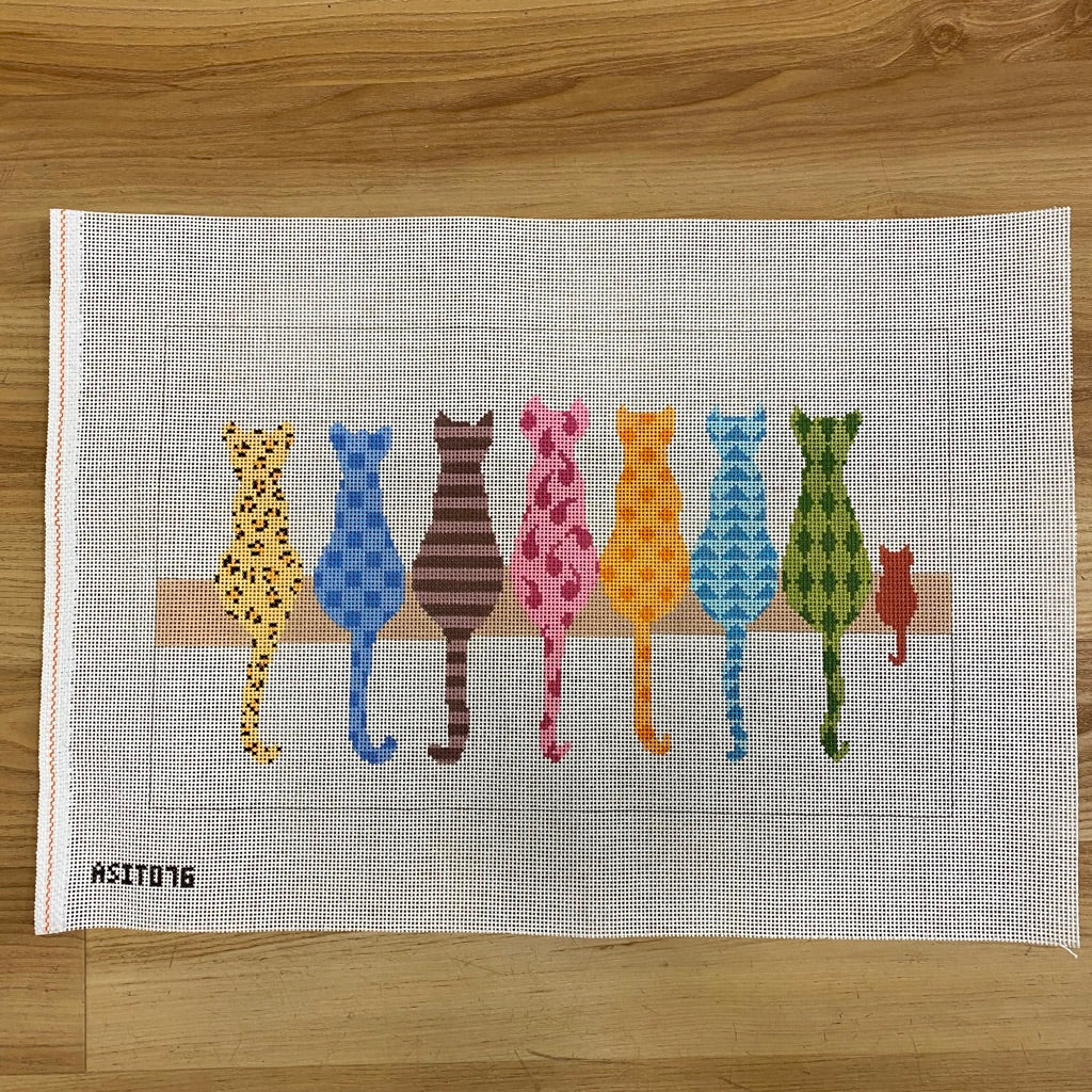 Cat Party Canvas - needlepoint