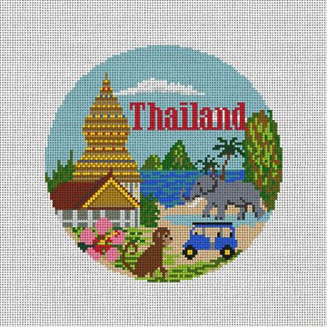 Thailand Travel Round Canvas - KC Needlepoint