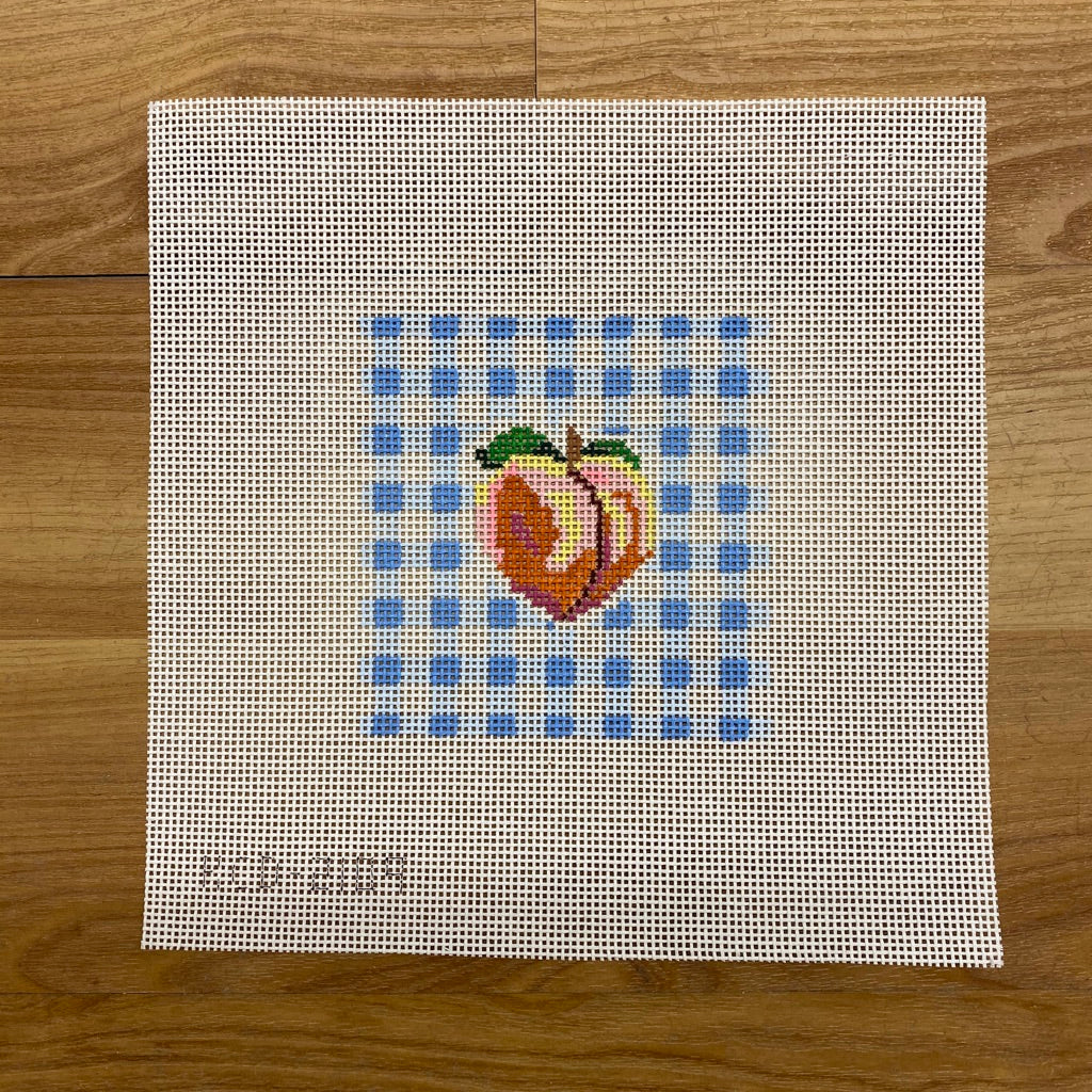 Peach on Gingham Square - KC Needlepoint
