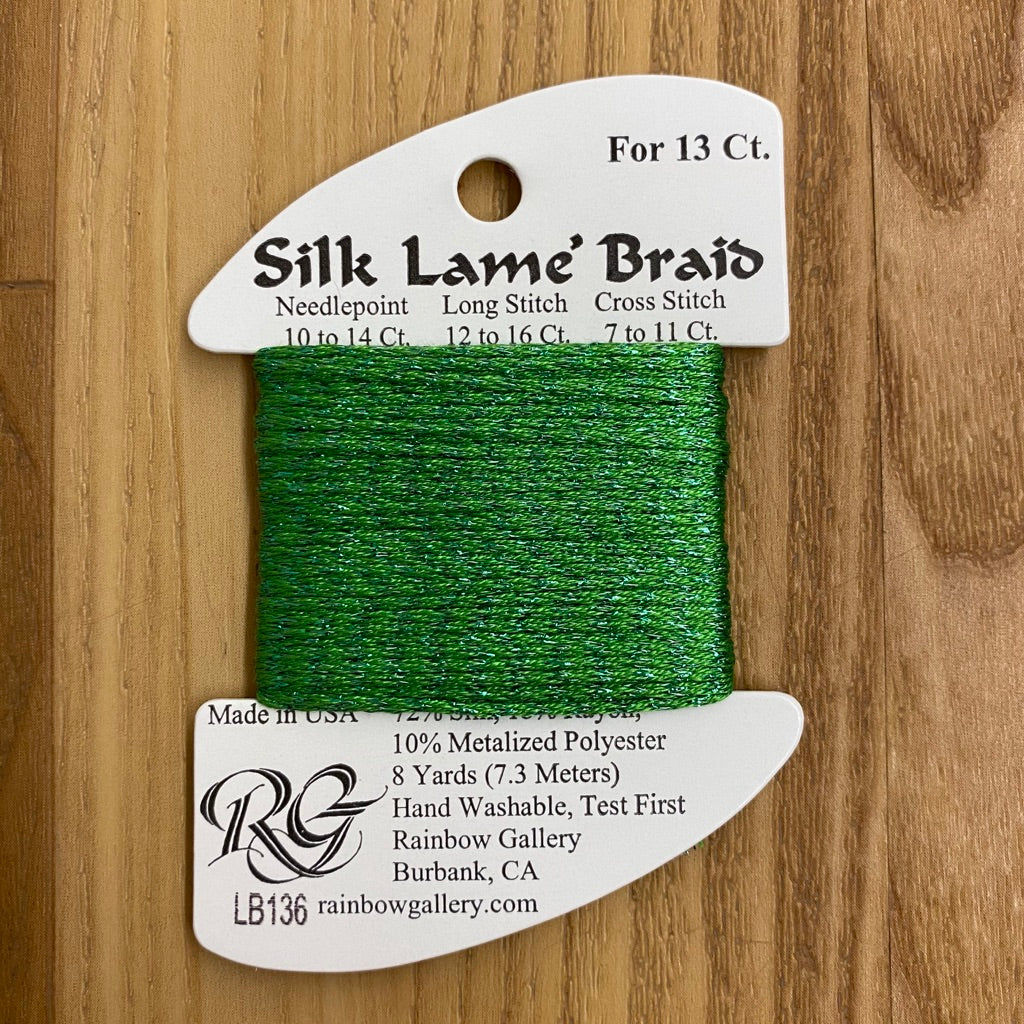 Silk Lamé Braid LB136 Kelly Green - KC Needlepoint