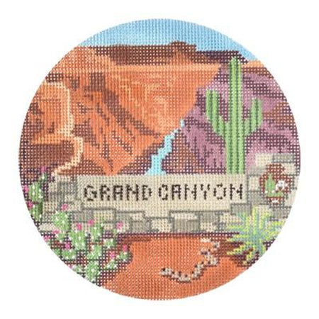 Grand Canyon Travel Round Needlepoint Canvas - KC Needlepoint