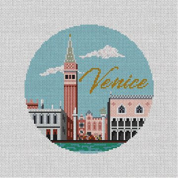 Venice Travel Round Canvas - KC Needlepoint