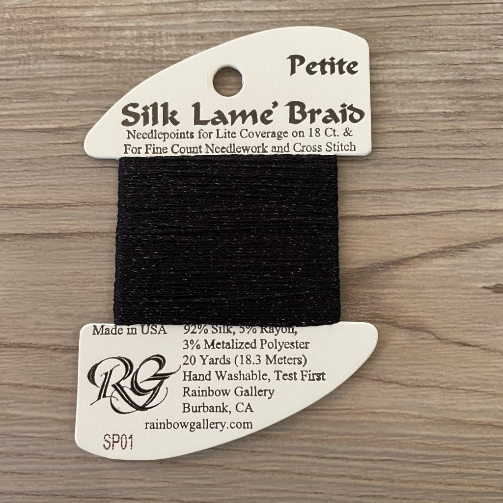 Petite Silk Lamé Braid SP01 Black - KC Needlepoint