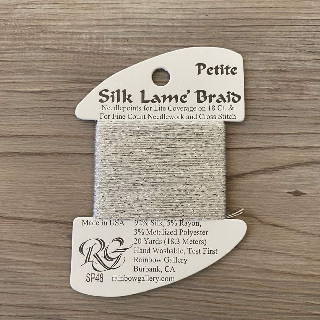 Petite Silk Lamé Braid SP48 Silver - KC Needlepoint