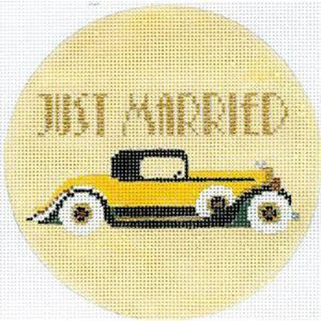 Just Married Art Deco Round Canvas - KC Needlepoint