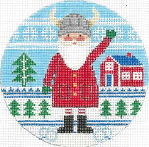 Santa Sven Round Canvas - KC Needlepoint