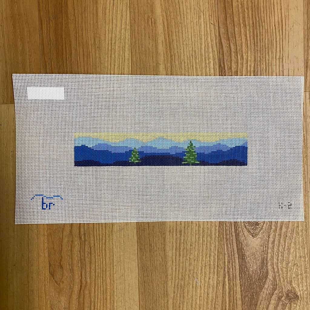 Blue Ridge Key Fob with Trees Canvas - needlepoint